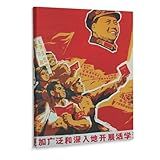 Pôsteres Vintage Propaganda Chinesa Arte De Parede Abstrato Fundo Vermelho Socialismo Pôsteres Antigos Sala De Aula Educação Sala De Aula Pintura Decoração Tela Arte De Parede Imagem Escritório