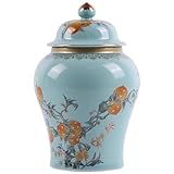 Pote De Gengibre Chinês Com Tampa Estilo Antigo Decoração Para Casa Retrô Flores De Porcelana Azul E Branca Vaso Coberto De Cerâmica Estilo Tradicional Da China Ming E Qing Pote De Saúde Azul 