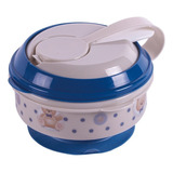 Pote De Papinha Com Amassador Kit Refeição Bebê Rosa Azul