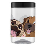 Pote De Plástico Redondo Donuts Dogs C Tampa De Rosca 1500ml Cor Preto