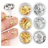 Pote Folha Tipo Ouro Amassada Decoração De Unhas Artesanatos