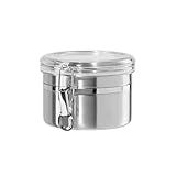 Pote Hermético De Aço Inox Com Tampa Transparente E Trava Ideal Para Organizar Cozinhas E Dispensas Armazena Grãos Açúcar Café E Muito Mais 7x10x10 