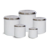 Pote Para Mantimento Alimentos Em Aluminio Polido 5 Pçs Cor Branco