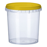 Pote Plástico 400ml Redondo C Lacre Sopas Caldos 100 Unid Cor Tampa Amarela