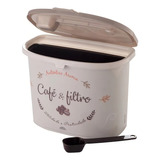 Pote Porta Café E Filtro De 1 5l Com Colher Dosadora Retrô Cor Marrom