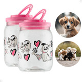 Pote Porta Ração Com Tampa Pet Cachorro Bom Para Viagens Kit