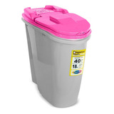 Pote Porta Ração Dispenser Home 40 Litros Brinde Cor Rosa