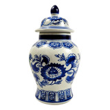 Pote Potiche Azul E Branco 29x18cm Porcelana Decoração