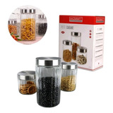 Pote Redondo De Vidro Cabane 3 Pecas Tampa Hermética Inox