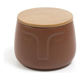 Pote Rosto Dolomita Com Tampa De Bambu   Oikos Cor Rosa escuro Redonda