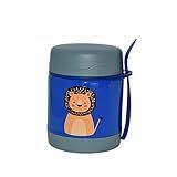 Pote Térmico Bebê Infantil 320 Ml Aço Inox Com Garfo Bamboo AZUL 