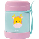 Pote Térmico Com Talher Animal Fun Girafa 320ml Buba Rosa