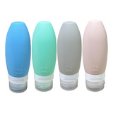 Pote Vazio Frasco Silicone Shampoo Luxo Viagem Kit 4 90ml