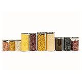 Potes Herméticos De Vidro Porta Mantimentos De Cozinha Com Tampa De Inox 10 Unidades Kit Potes De Vidro Para Armazenar Mantimentos E Temperos Porta Temperos Pote Hermético Hyatto Home