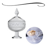 Potiche Bomboniere De Vidro Cristal Com Pé Decorativo Folhas