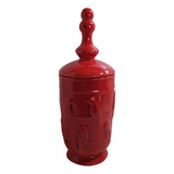 Potiche Vaso Porcelana Vermelho