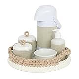 Potinho De Mel Kit Higiene Crochê Com 6 Peças E Garrafa Grande Bege