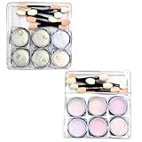 Potinhos De Glitter Brilho C Pinceis Unhas Decoração 2cx Branco E Rosa 