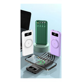 Power Bank 20000mah Com 4 Cabos Carregamento Wireless E Led Cor Preto Legal