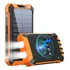 Power Bank 20000mah Solar Com Carregamento Fio E Sem Fio Cor Banco De Energia Solar Orange-20000 Mah Vem Com Cabo