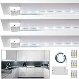 POWER PRACTICAL Luminoodle Iluminação Sob O Armário - Clique Em Faixa De Luz LED Para Prateleiras- Armários De Cozinha E Móveis- Pacote Com 3 Inclui Botão De Energia E Adesivo De Fita - Branco Diurno -5000K-