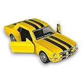 Power Toys TECH - Miniatura Mustang 1964 Shelby - Carrinho De Ferro Com Portas Que Abrem E Pneus De Borracha 1-32 -Amarelo-