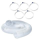 POWERTEC Kit De Mangueira De Coleta De Poeira De PVC 70370 Mangueira Espiral Esquerda De 12 7 Cm X 3 M Com Braçadeiras De Mangueira De Chave De 5 Peças