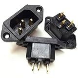 POWERTOOL Plugue De Rede De 3 Pinos Plugue Macho De 3 Pinos EC320 C14 3 Pinos Plugue Macho Chassi Painel PCB Conector De Tomada De Entrada 5 Peças Preto 