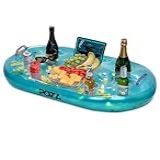POZA Cooler Flutuante Inflável Em Ouro Azul Suporte De Bebida Luxuoso Preenchido Com Confetes Brilhantes Boia De Festa Premium Com 8 Suportes Bar De Servir Para Praia Lago Banheira De