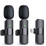 PQRQP Pacote Com 2 Microfones De Lapela Sem Fio Para IPhone IPad Qualidade De Som Cristalina Para Gravação Transmissão Ao Vivo YouTube Facebook TikTok