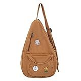 PRAGARI Bolsa Tiracolo Feminina Tiracolo Bolsa De Ombro E Peito Mochila Pequena De Lona De Viagem Casual Para Caminhadas Ao Ar Livre Marrom Estudantes Esportivos Casuais Clássicos