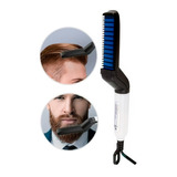Prancha E Modelador Alisamento Cabelo Barba Escova Bivolt Cor Branco E Preto 220v
