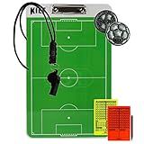 Prancheta Tática Dupla Face Futebol De Campo Kief Com Cartão De Arbitro - Moeda - Apito E Cordão -Prata Velho-