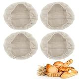 Prasacco 4 Peças De Pano Oval Para Pão Banneton De 25 4 Cm Forro De Pano De Cesta à Prova De Pão Forro De Pano De Vime Natural Para Assar Banneton Cesta De Fermento Forro De Pano Suprimentos