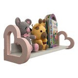 Prateleira Coração Colorida Quarto Decoração Infantil 45cm Cor Rosa