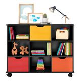Prateleira Cubo Qmovi Organizador 9 Plateleiras Nicho Organizador Preto amarelo vermelho laranja Pintura Uv 108cm X 83cm X 33cm E 15mm De Espessura Suporta Até 22kg