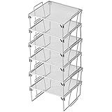Prateleira De Malha Empilhável YBM Home Prata Rack De Armazenamento Multiuso Para Cozinha Banheiro Garagem Escritório Durável Organizador De Despensa De Arame Design Dobrável De Economia De Espaço Prata Small 6