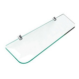 Prateleira De Vidro Borda Arredondada 10x20 Cm Com Suporte