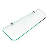 Prateleira De Vidro Borda Arredondada 10x30 Cm Com Suporte