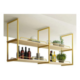 Prateleira Flutuante Industrial Teto Parede Dourado 80cm