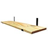 Prateleira Industrial Com Suporte Mão Francesa Estante De Madeira Pinus Maciça 60 Cm COR NATURAL