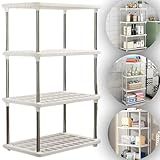 Prateleira Modular 4 Andares Estante Multiuso Estante Organizadora Em Plástico Branca Ideal Para Cozinha Banheiro Lavanderia Escritorio Quarto