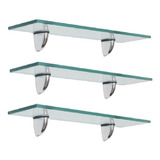 Prateleira Para Banheiro Vidro 60 X 10 Bico Tucano Kit 3 Pçs