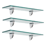 Prateleira Para Banheiro Vidro 60 X 10 Bico Tucano Kit 3 Pçs