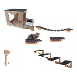 Prateleira Para Gato 10 Pcs Com Comedouro E Arranhador