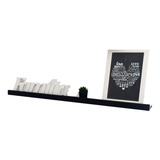 Prateleira Porta Quadros Enfeite Com Suporte Invisível 90x10 Cor Preto