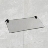 Prateleira Porta Shampoo 10x25cm De Vidro Fumê Preto