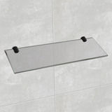 Prateleira Porta Shampoo 10x35cm De Vidro Fumê Preto