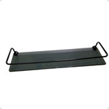 Prateleira Porta Shampoo De Vidro 40x10cm 8mm Grade Preta