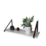 Prateleira Suspensa Para Quarto E Sala 60x20 MDF Branco Marrom